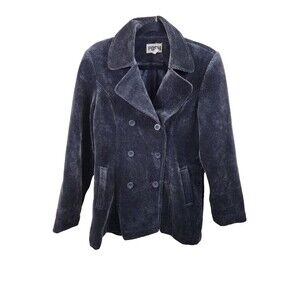 Vintage Posh Womens S Black Tweed Double Breasted Peacoat